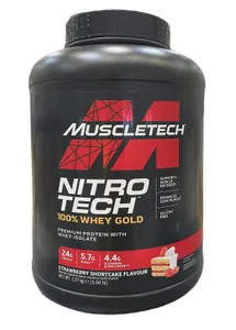 MuscleTech - Nitro-Tech 100% Whey Gold, Odżywka Białkowa, Strawberry Shortcake, Proszek, 2270g