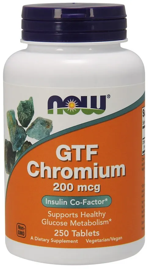 NOW Foods - Chrom, GTF Chromium, 200 µg, 250 tabletek