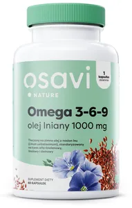 Osavi - Omega 3-6-9 Olej Lniany, 1000mg, 60 kapsułek miękkich