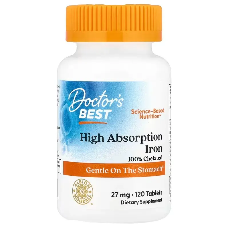 Doctor's Best - Żelazo, Wysokoprzyswajalne, 27mg, 120 tabletek