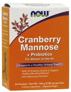 NOW Foods - Mannoza z Żurawiną + Probiotyki, Proszek, 24 saszetki