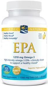 Nordic Naturals - EPA, 1210mg Omega 3, Smak Cytrynowy, 60 kapsułek miękkich