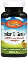 Carlson Labs -Solar D Gems, Natural Lemon, 120 kapsułek miękkich 