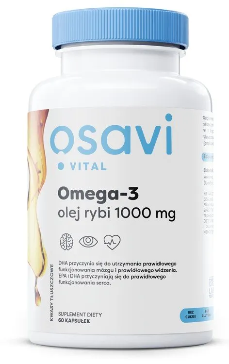 Osavi - Omega 3 Olej Rybi, 1000mg, Cytryna, 60 kapsułek miękkich