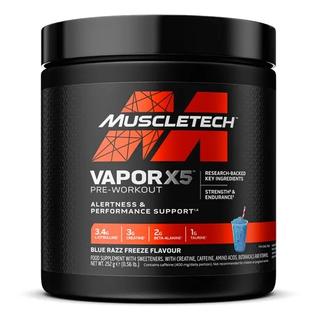 MuscleTech - Przedtreningówka, Vapor X5, Blue Razz Freeze, Proszek 252g