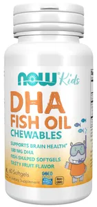 ﻿NOW Foods - Kwasy DHA dla Dzieci, do Żucia, 100mg, 60 kapsułek miękkich