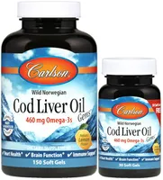 Carlson Labs - Wild Norwegian Cod Liver Oil, 460mg, 150 + 30 Softgeles
