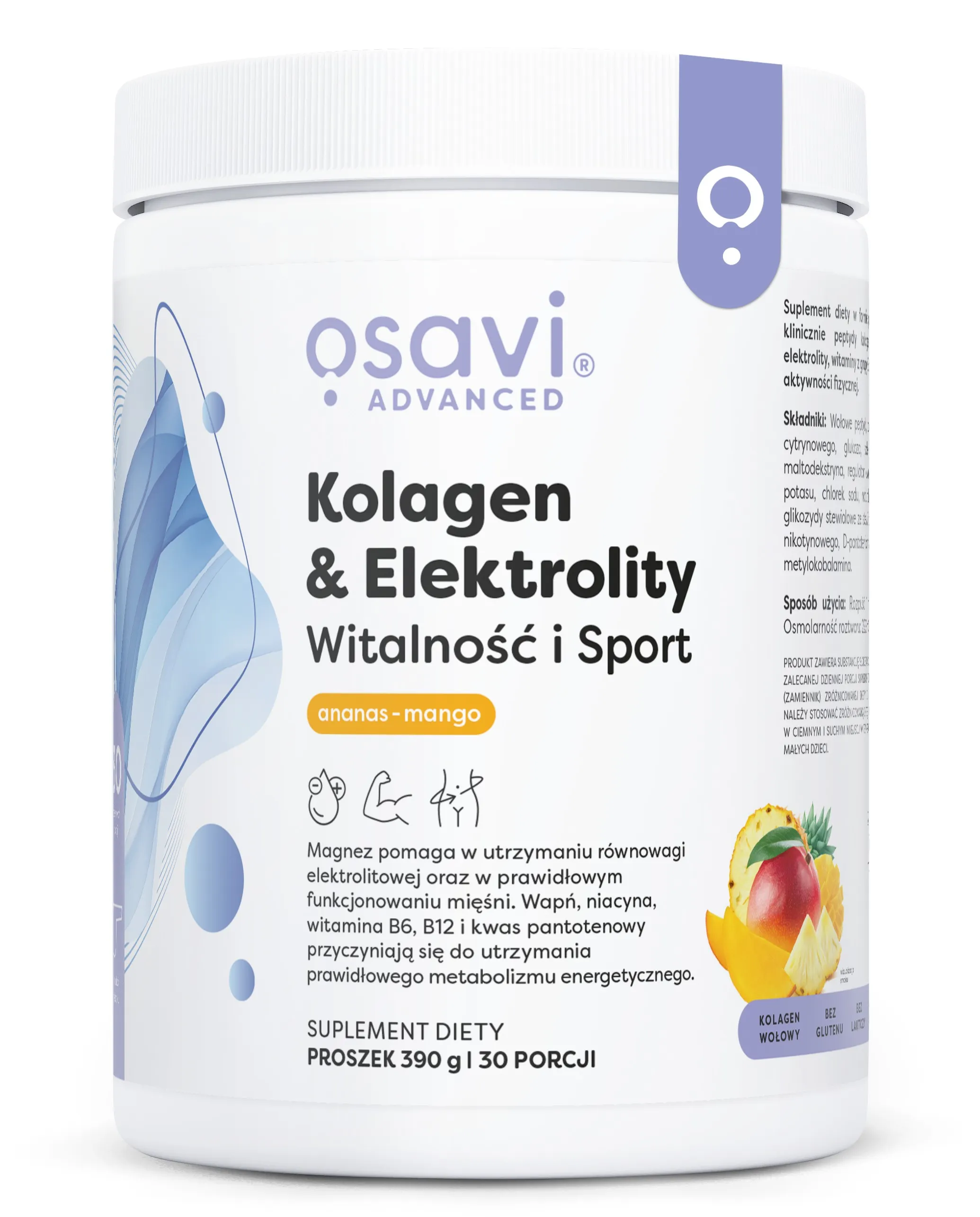 Kolagen Elektrolity Witalność i Sport, Ananas & Mango - 390g