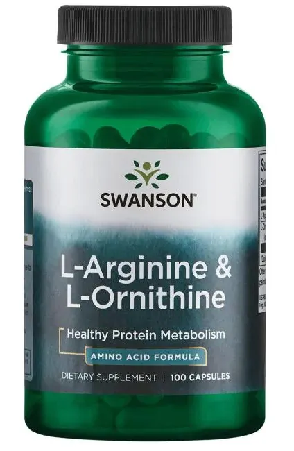Swanson - L-Arginina i L-Ornityna, 100 kapsułek