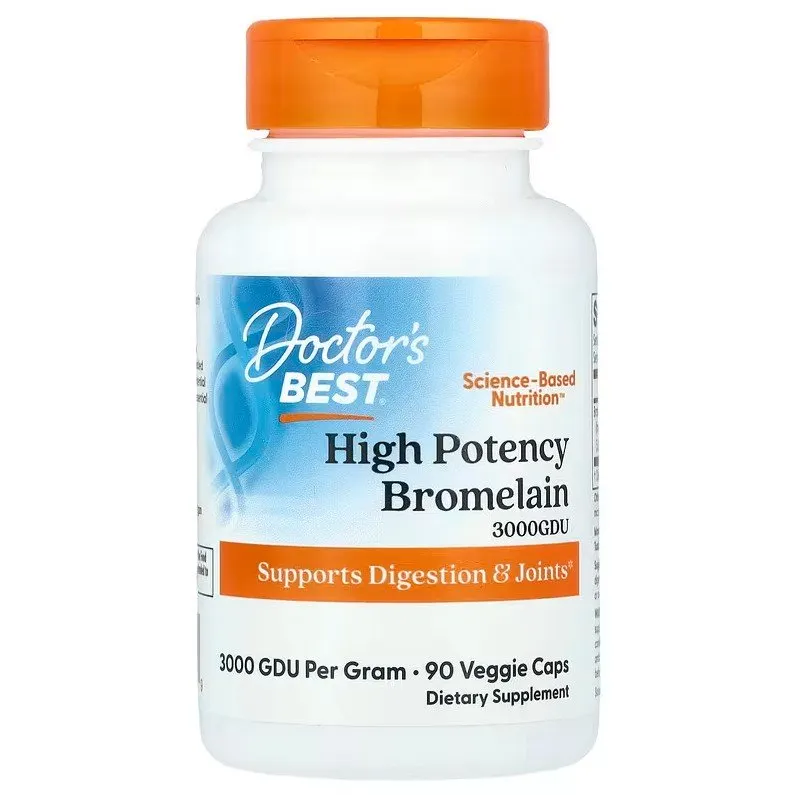 Doctor's Best - Bromelaina o Wysokiej Mocy, 3000 GDU, 500mg, 90 vkaps