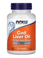 NOW Foods - Cod Liver Oil, Tran z Dorsza, 1000mg, 90 kapsułek miękkich