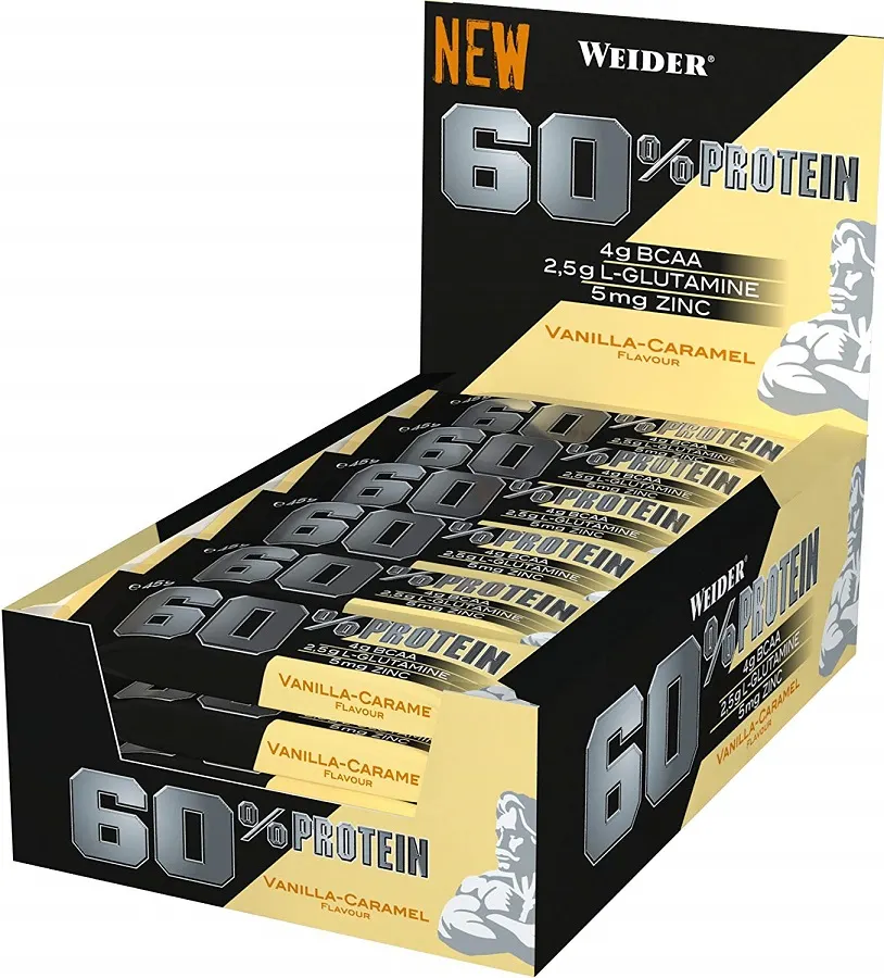 Weider - 60% Baton Białkowy, Solony Orzechowo-Karmelowy, 24 batony