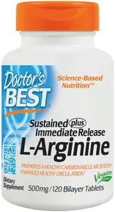 ﻿Doctor's Best - L-Arginina o Przedłużonym Działaniu, 500mg, 120 tabletek