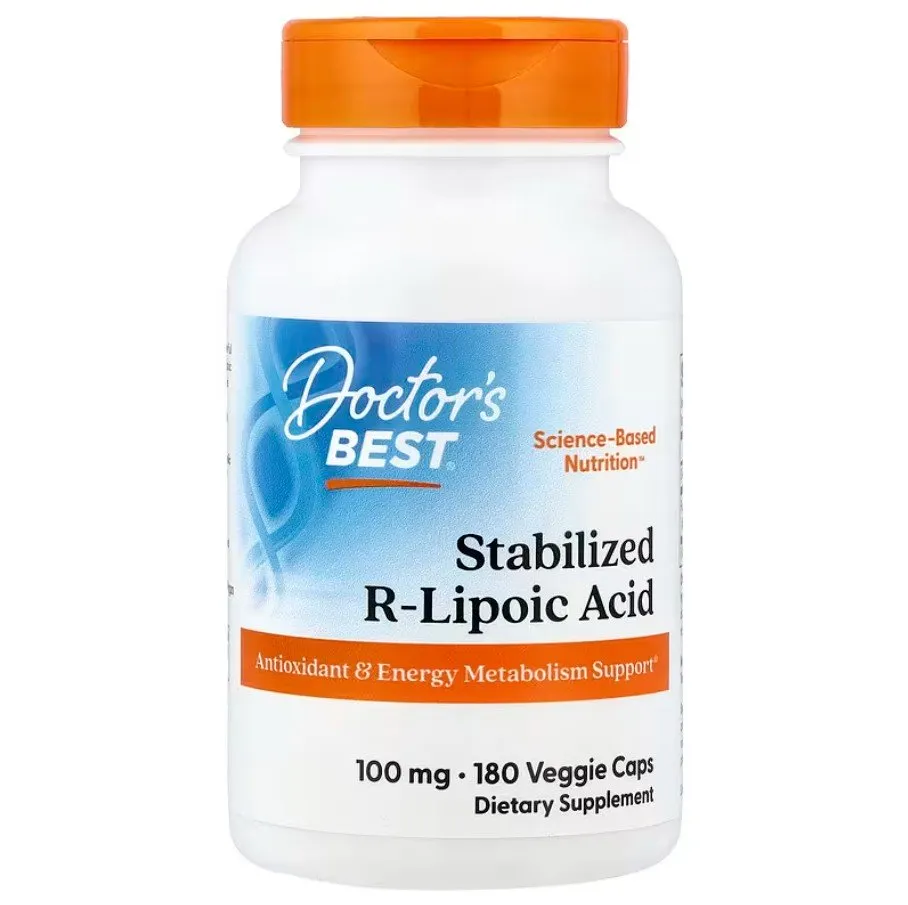Doctor's Best - Kwas R-Liponowy + BioEnhanced Na-RALA, 100mg, 180 vkaps 