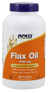 NOW Foods - Flax Oil, Olej Lniany, 1000mg, 250 kapsułek miękkich