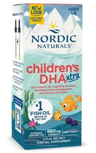 Nordic Naturals - Children's DHA Xtra, 880mg Omega 3 dla Dzieci, Jagoda, Płyn, 60 ml