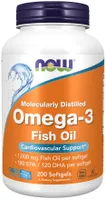 NOW Foods - Omega 3, Molecularly Distilled Fish Oil, 200 Softgeles
