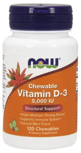 NOW Foods - Witamina D3, 5000 IU, 120 tabletek do ssania