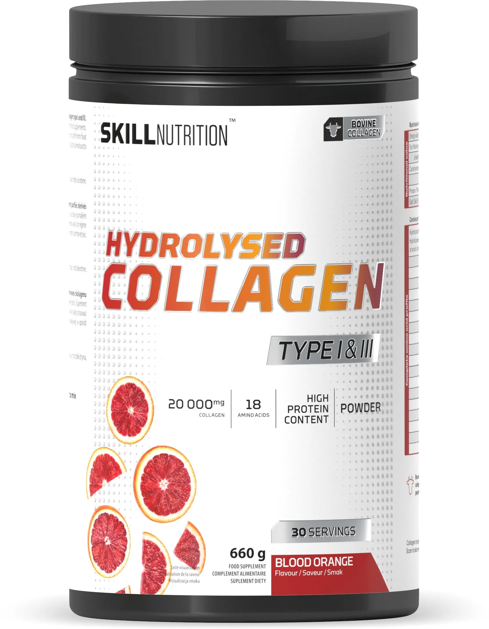 Skill Nutrition - Kolagen Typu I i III, Hydrolizowany, Blood Orange, 660g