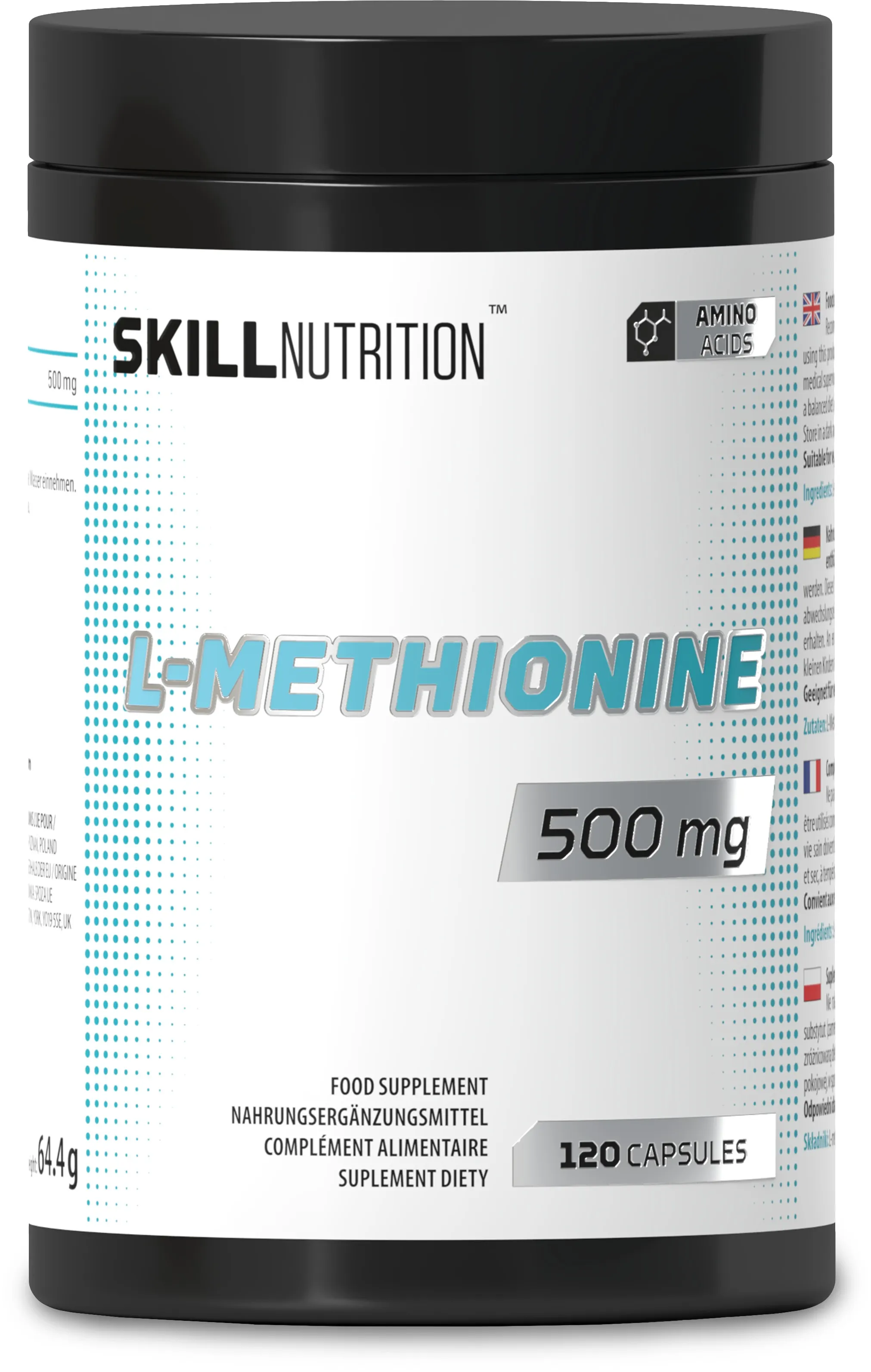 Skill Nutrition - L-Methionine, L-Metiona, 500mg, 120 vkaps