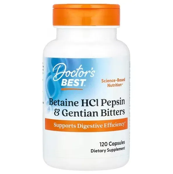 Doctor's Best - Betaine HCL + Pepsin, 120 capsules