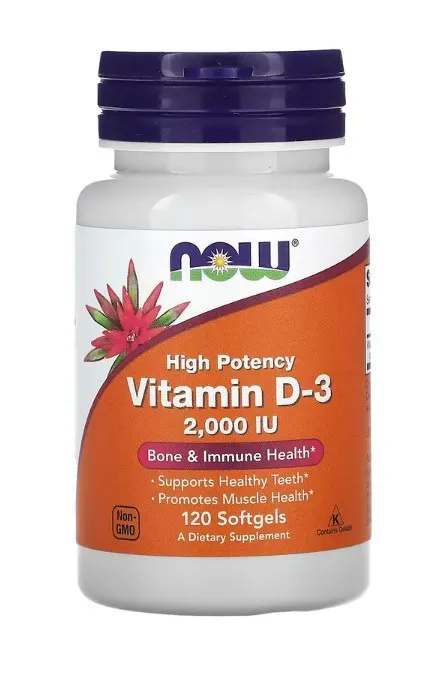 NOW Foods - Vitamin D3, 2000 IU, 120 softgels