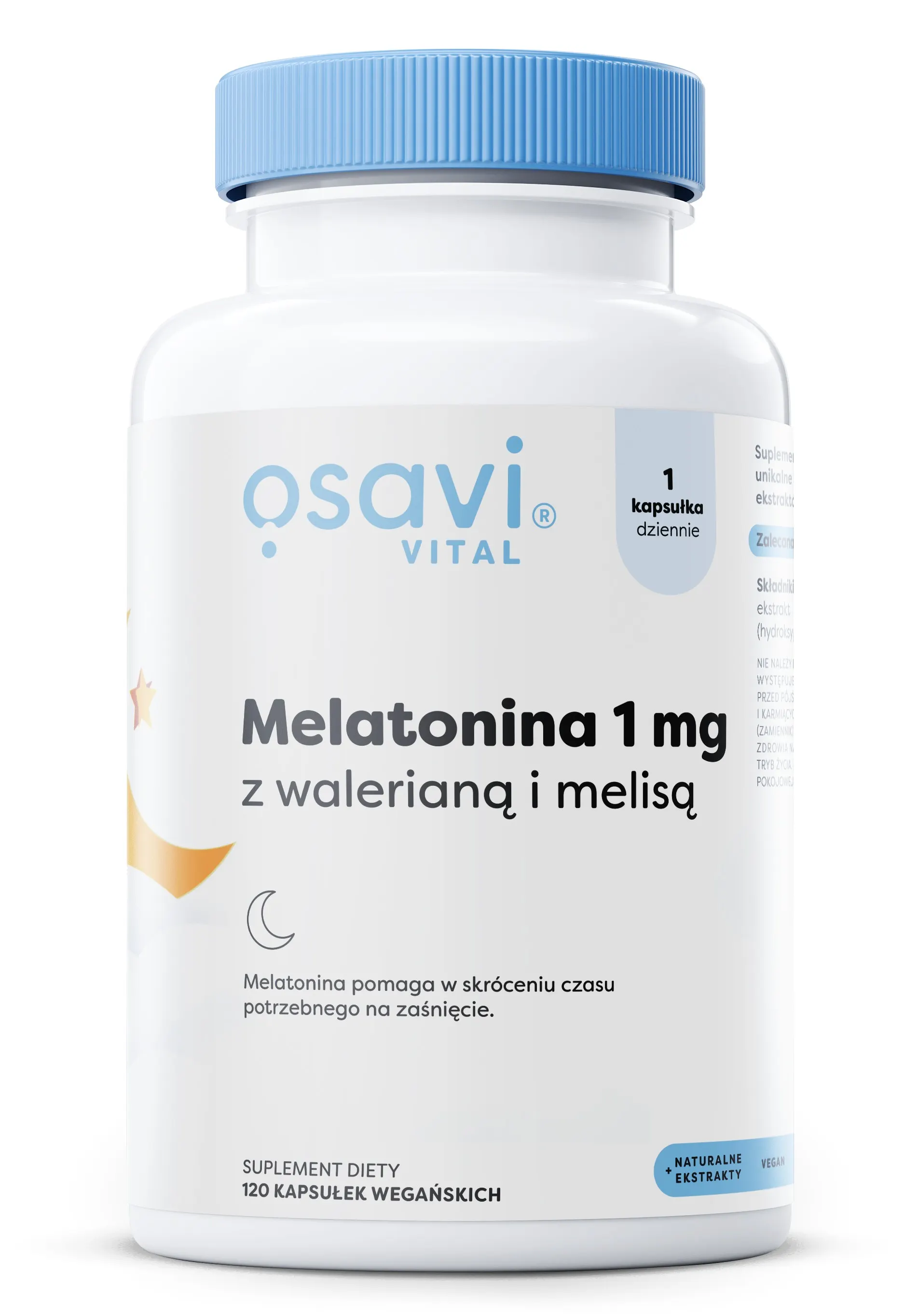 Osavi - Melatonina z Walerianą i Melisą, 1mg, 120 vkaps