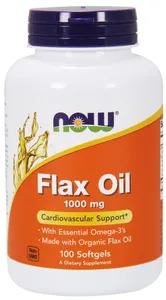 NOW Foods - Flax Oil, Olej Lniany, 1000mg, 100 kapsułek miękkich