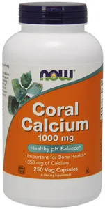 NOW Foods - Coral Calcium, Wapń, 1000mg, 250 vkaps