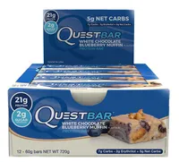 Quest Nutrition - Quest Bar, Baton Proteinowy, White Chocolate Blueberry Muffin, 12 Batonów x 60g