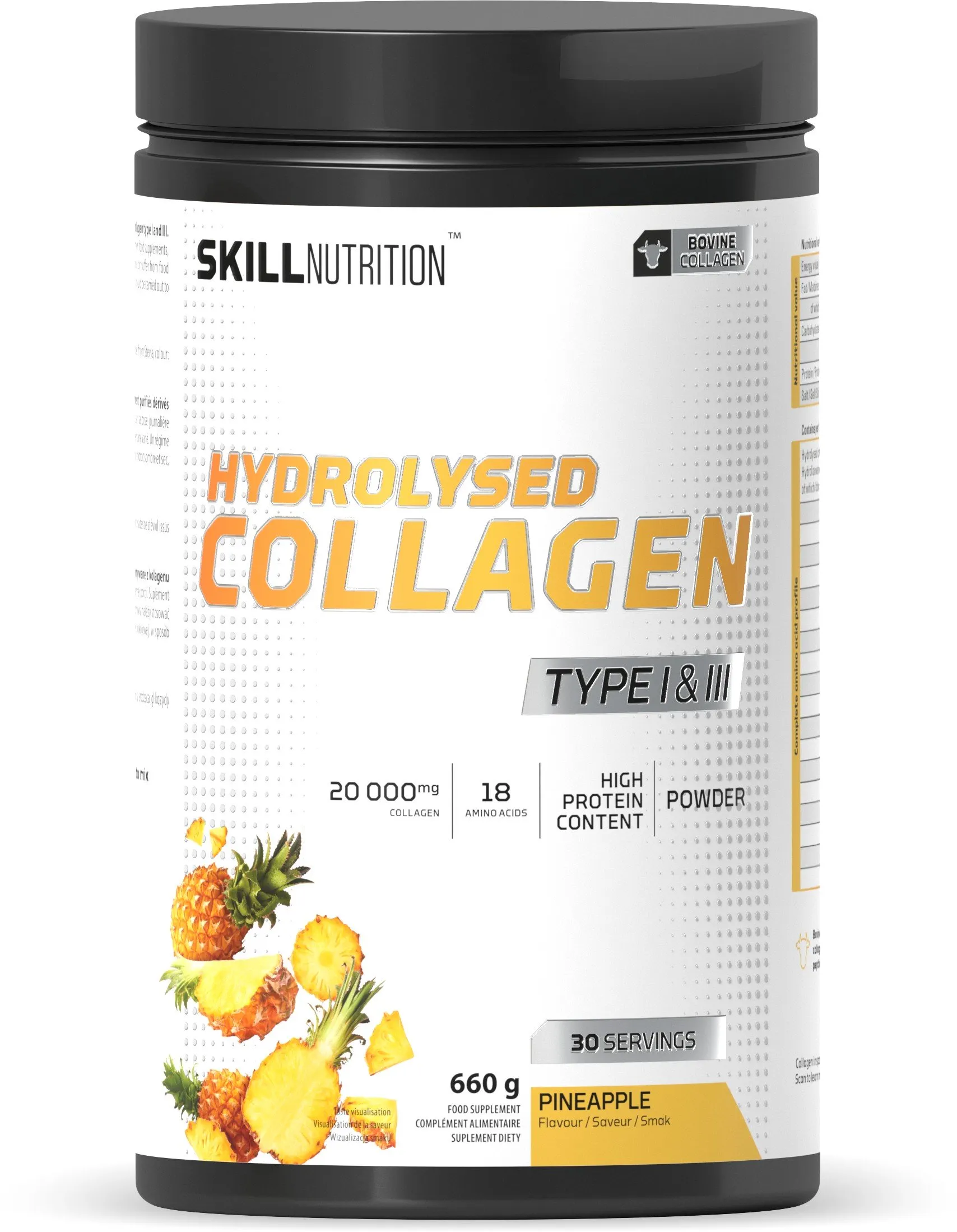 Skill Nutrition - Kolagen Typu I i III, Hydrolizowany, Ananas, 660g