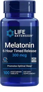 Life Extension - Melatonin 6 Hour Timed Release, 300mcg, 100 tabletek wegetariańskich 