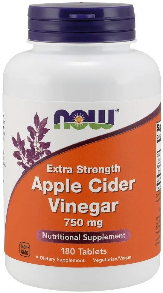 NOW Foods - Apple Cider Vinegar, Ocet Jabłkowy, 750mg, 180 tabletek