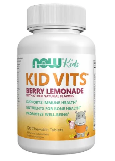 NOW Foods - Kid Vits, Smak Jagodowy, 120 tabletek do ssania
