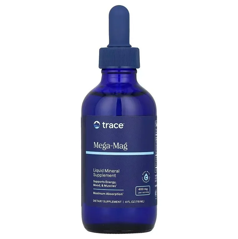 Trace Minerals -  Magnez Jonowy, Mega-Mag, 400mg, Płyn, 118 ml