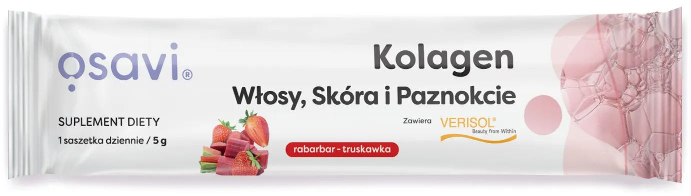 Kolagen (Włosy Skóra i Paznokcie), Rabarbar & Truskawka - 5g (1 serving)