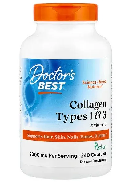 Doctor's Best - Collagen Peptan Type 1 & 2, 500mg, 240 Capsules