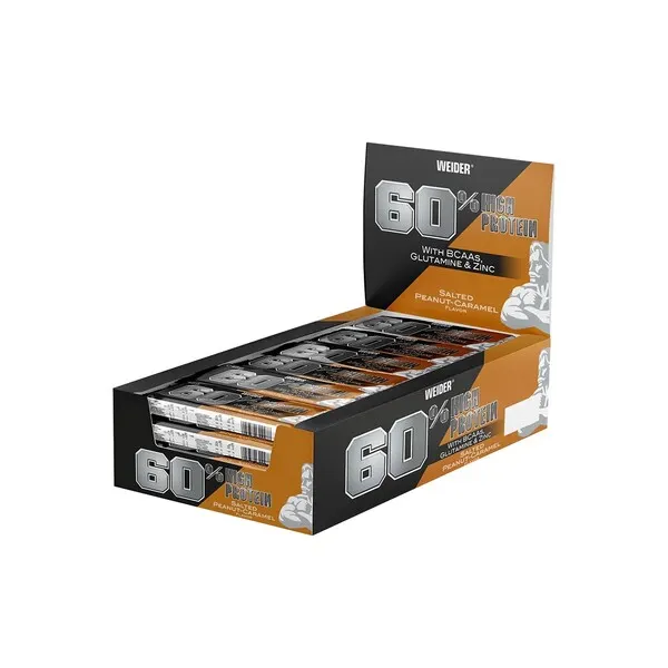 Weider - 60% Baton Białkowy, Solony Orzechowo-Karmelowy, 24 batony