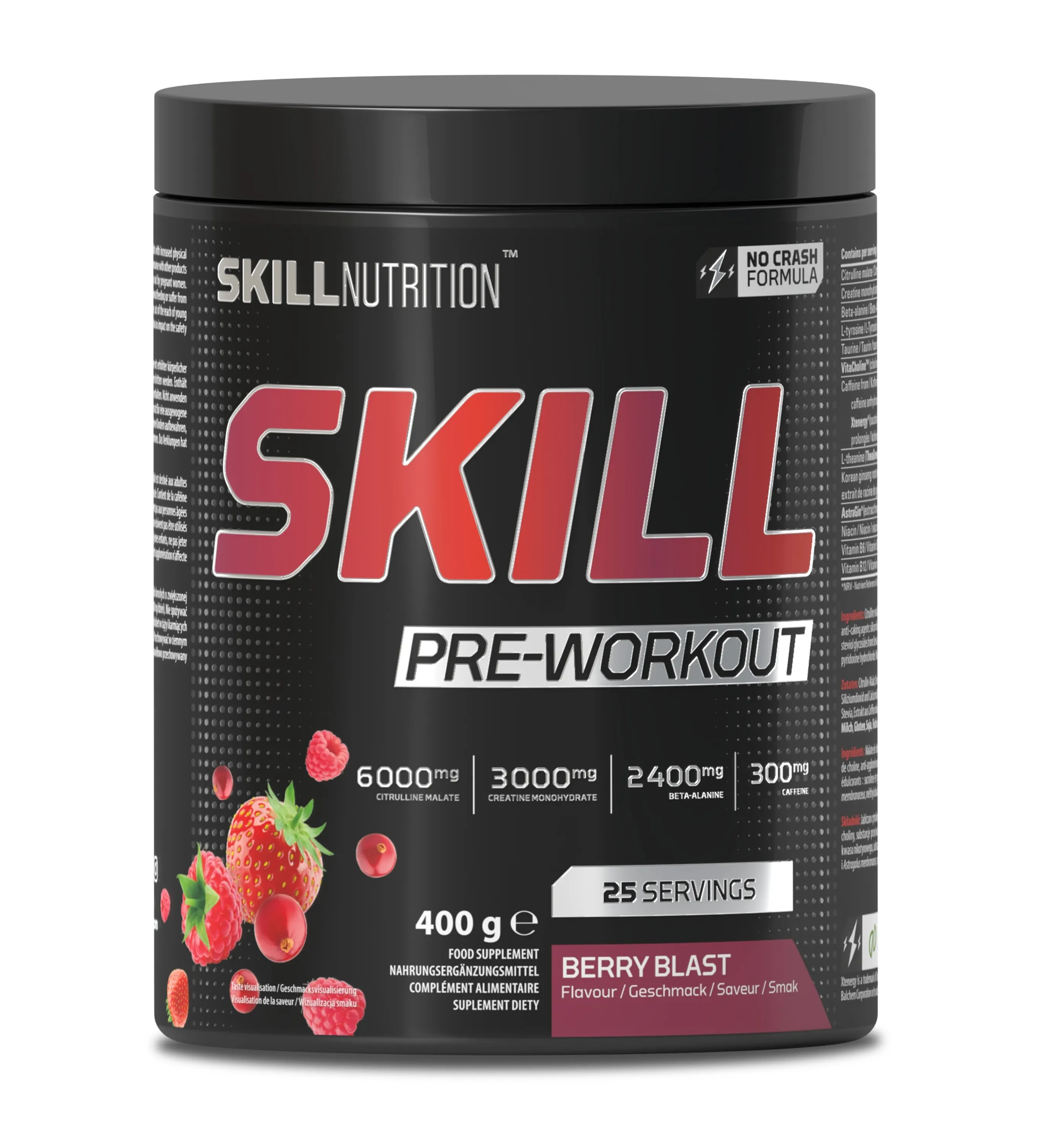 Skill Nutrition - Przedtreningówka, Pre-Workout, Berry Blast, Proszek, 400g