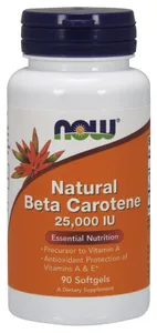 NOW Foods - Beta Karoten Naturalny, 25000 IU, 90 kapsułek miękkich