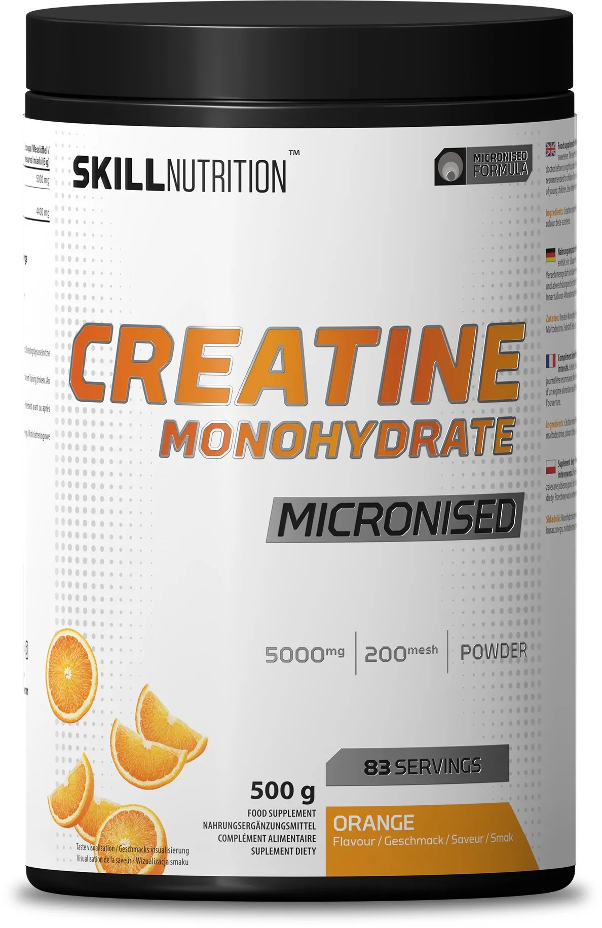 Skill Nutrition - Kreatyna, Mikronizowany Monohydrat, Pomarańcza, Proszek, 500g