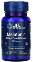 Life Extension - 6-godzinne Uwalnianie Melatoniny, 750mcg, 60 tabletek wegetariańskich