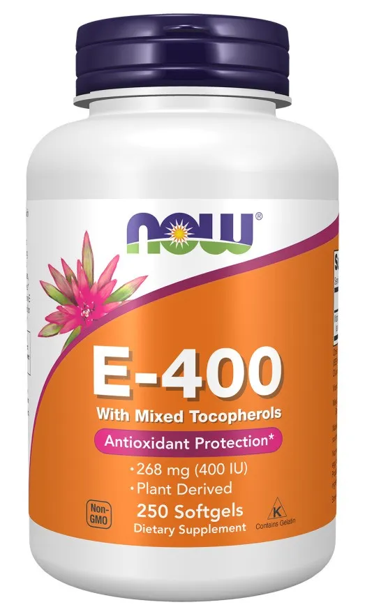 NOW Foods - Witamna E-400, Naturalna, Mix Tokoferoli, 250 kapsułek miękkich