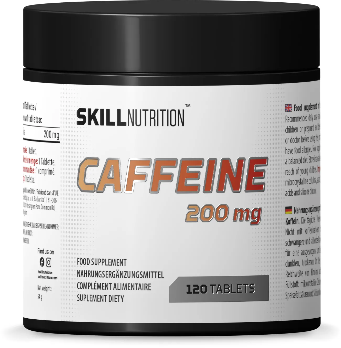 Skill Nutrition - Kofeina, 200mg, 120 tabletek