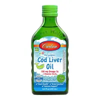 Carlson Labs - Kid's Cod Liver Oil, 550mg, Zielone Jabłko, Płyn, 250 ml