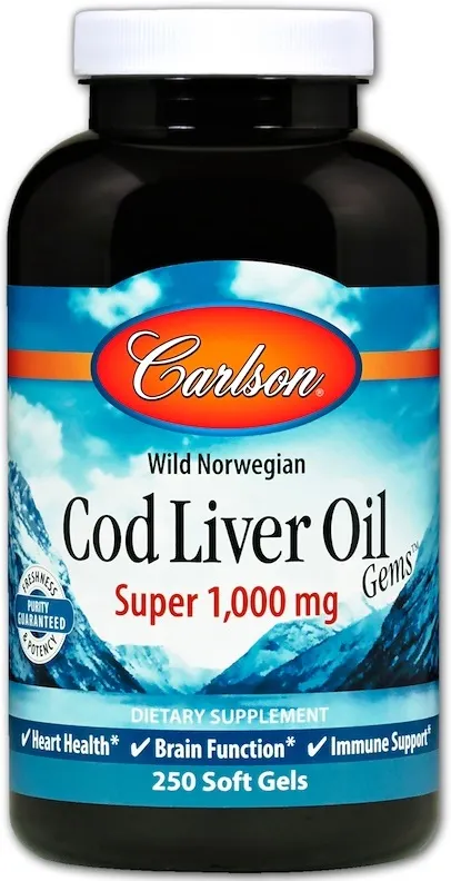 Carlson Labs - Olej z Dzikego Dorsza Norweskiego, 1000mg, 250 kapsułek miękkich