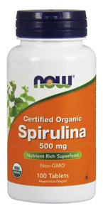NOW Foods - Spirulina, Organic, 500mg, 100 tabletek