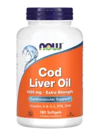 NOW Foods - Cod Liver Oil, Tran z Dorsza, 1000mg, 180 kapsułek miękkich