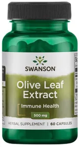 Swanson - Olive Leaf Extract, Liść Oliwny, 500 mg, 60 kapsułek