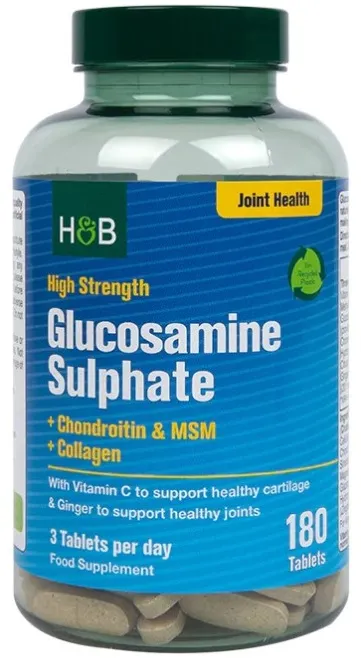 Holland & Barrett - Siarczan Glukozaminy, Wysoka Moc, 180 tabletek